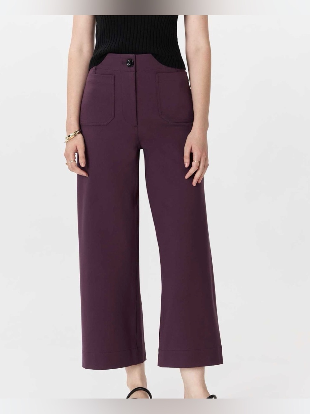 Quince 4 ultra wide stretch dark orchid P knit 24” comfort casual capri pant